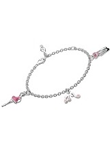 entrancing teeny-tiny silver pink enameled ballerina baby charm bracelet